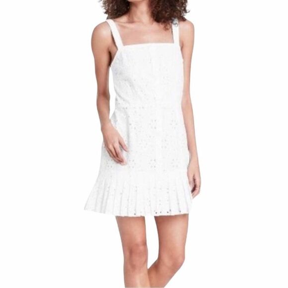 ALEXIS for Target White Eyelet Pleated Hem Mini Dress New Without Tag Size 1X - Picture 1 of 13
